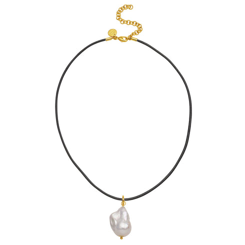 Baroque Pearl Leather Cord Necklace - House Of Pearls